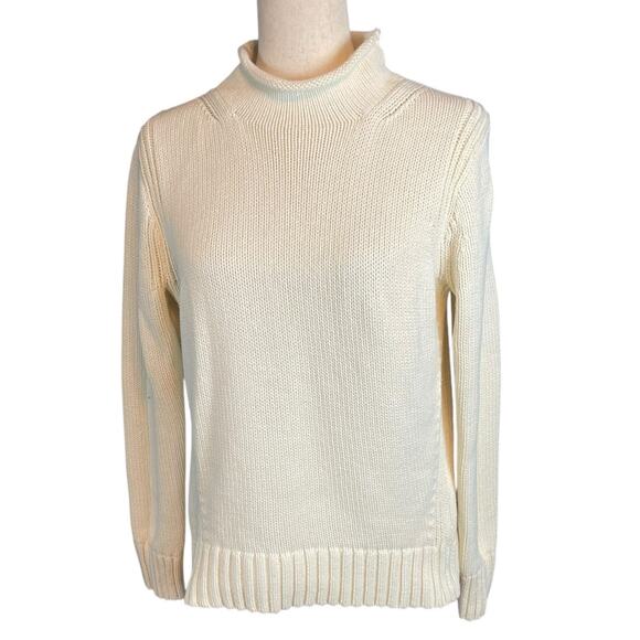 J. Crew 1988 Roll Neck 100% Cotton Sweater Cream Women's Medium - Picture 3 of 8